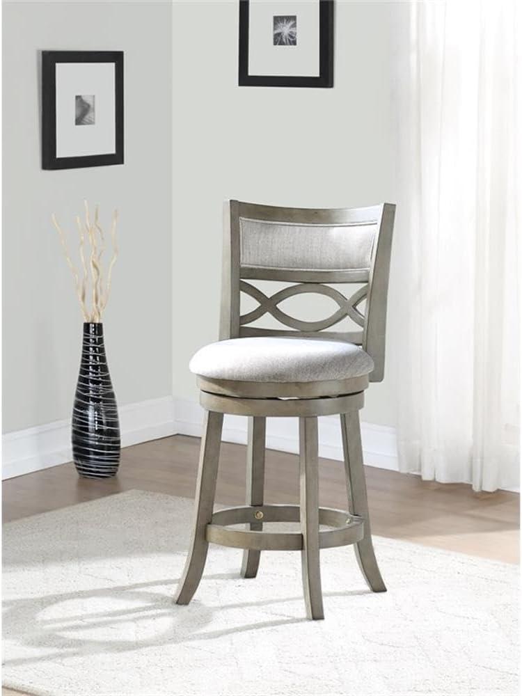 New Classic Furniture,Manchester 24" Solid Wood Counter Stool With Fabric Seat In Ant Gray