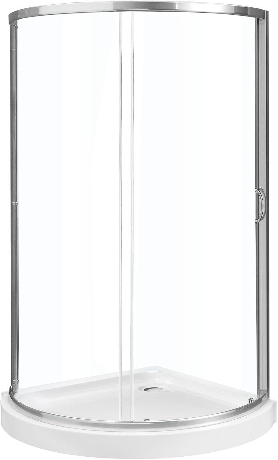 OVE Decors Breeze Premium 33 in. Framed Round Shower Kit w/ Clear Glass, Base