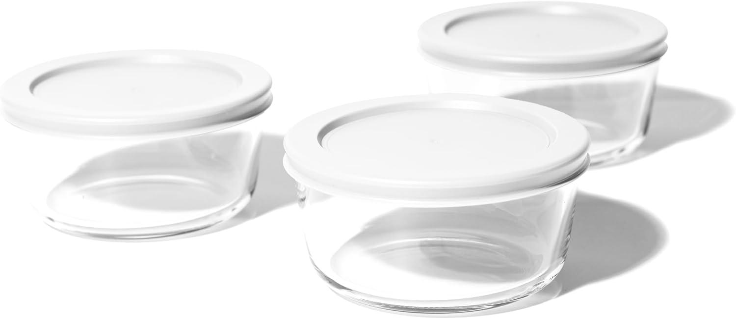 Dura Culina® 8pc 1 Cup Size Glass Food Round Storage Set - White