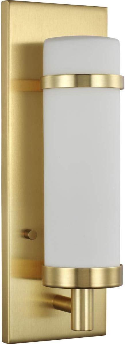 Progress Lighting Hartwick 1-Light Wall Sconce, Satin Brass, Etched Opal Glass