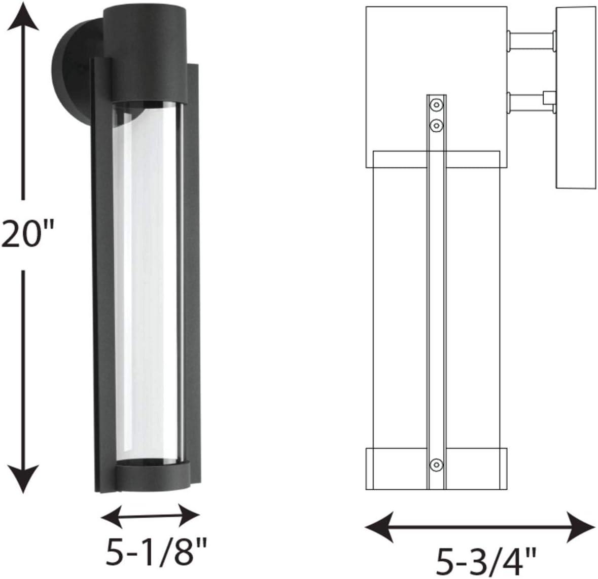 Progress Lighting Z-1030 1-Light Outdoor LED Sconce, Aluminum, Black Finish, Clear Glass Shade