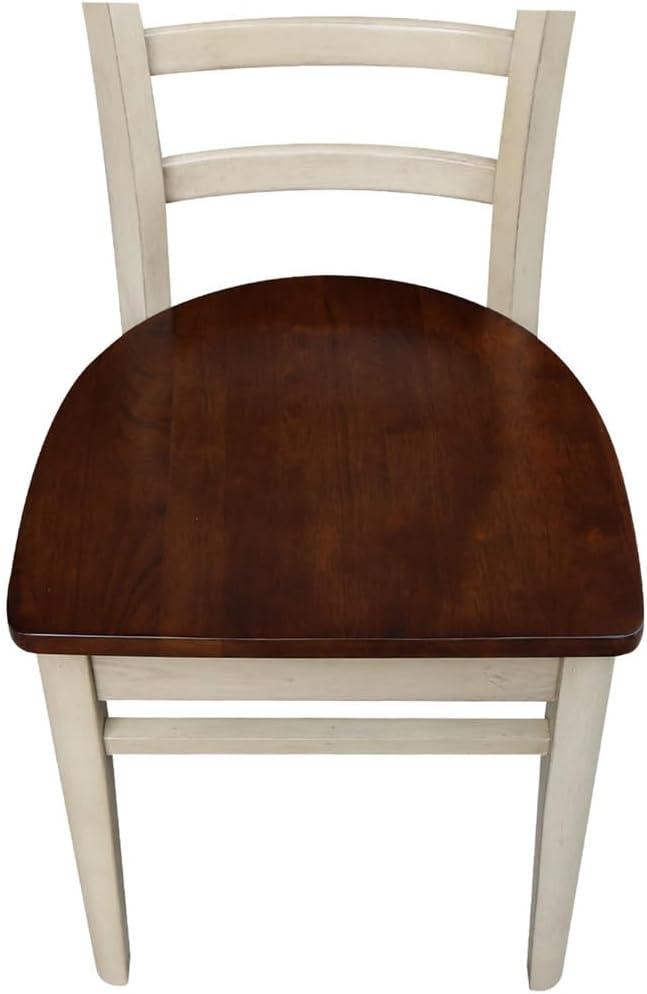 Antiqued Almond & Espresso Ladderback Solid Wood Side Chair