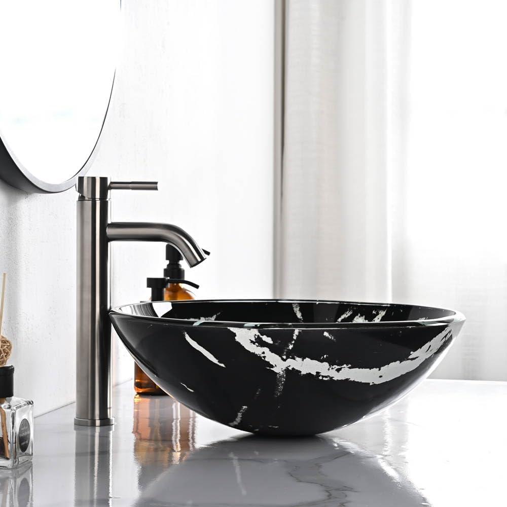 Tempered Glass Circular Vessel Bathroom Sink