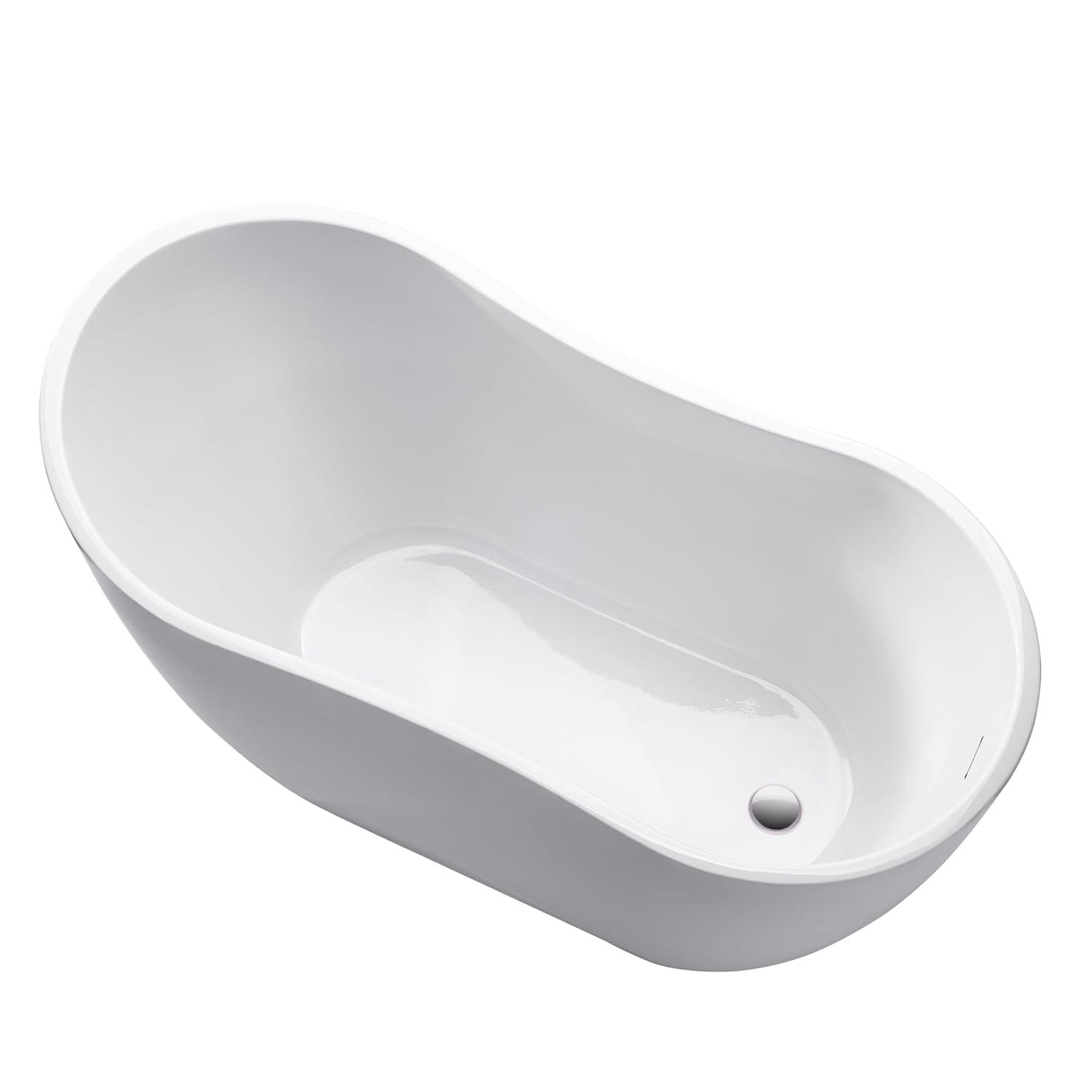Vanity Art 54" X 28" Freestanding Soaking Acrylic Bathtub VA6525