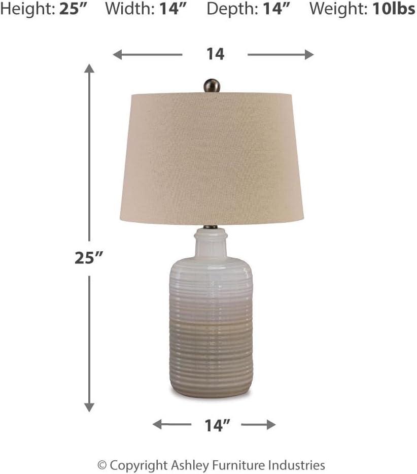 Set of 2 Marnina Ceramic Table Lamps Taupe - Signature Design by Ashley: Glazed Finish, UL Listed, 3-Way Switch