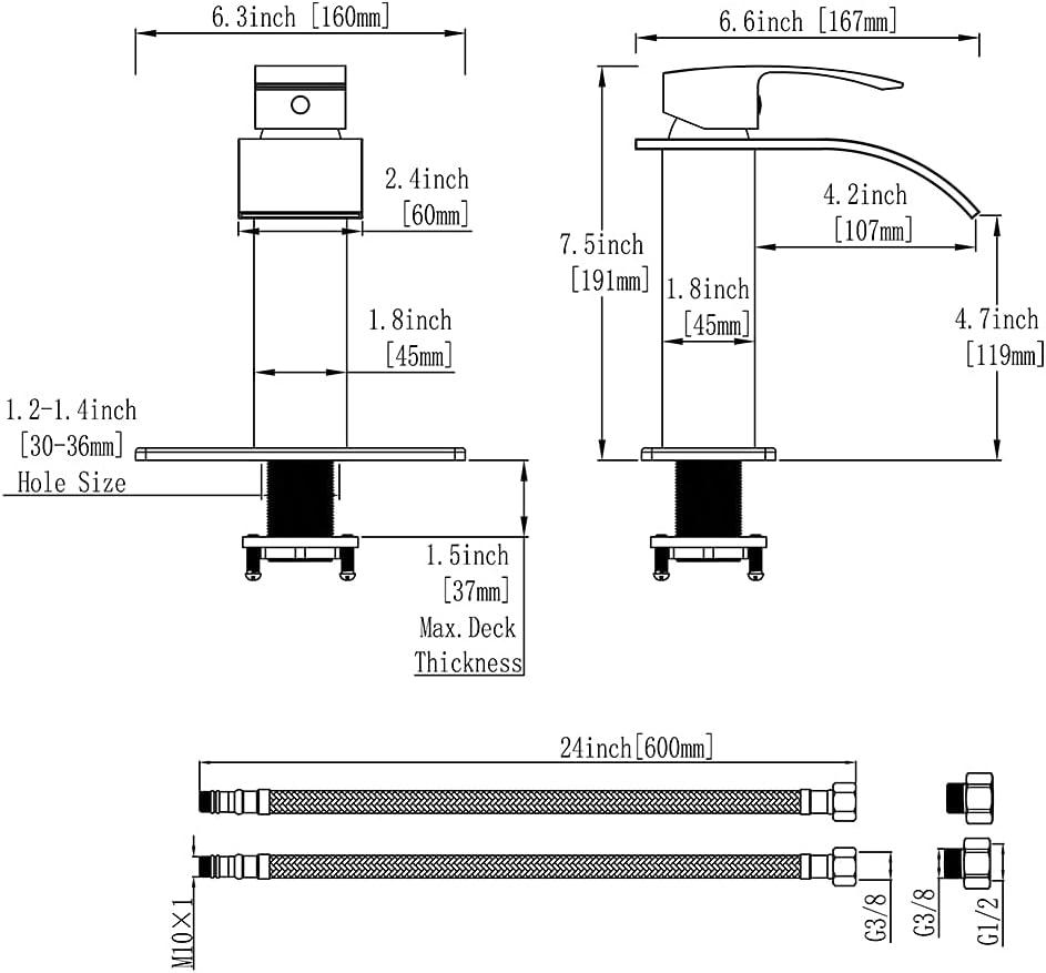 VIBRANTBATH Waterfall Low-Arc Single Hole Bathroom Faucet 6021-ORB