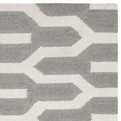 Dhurries DHU630 Hand Woven Runner Rug - Silver/Ivory - 2'6"x7' - Safavieh.