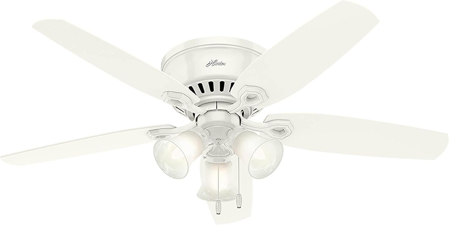 Builder Low Profile 52" 5 - Blade Flush Mount Ceiling Fan with Lights and Pull Chains