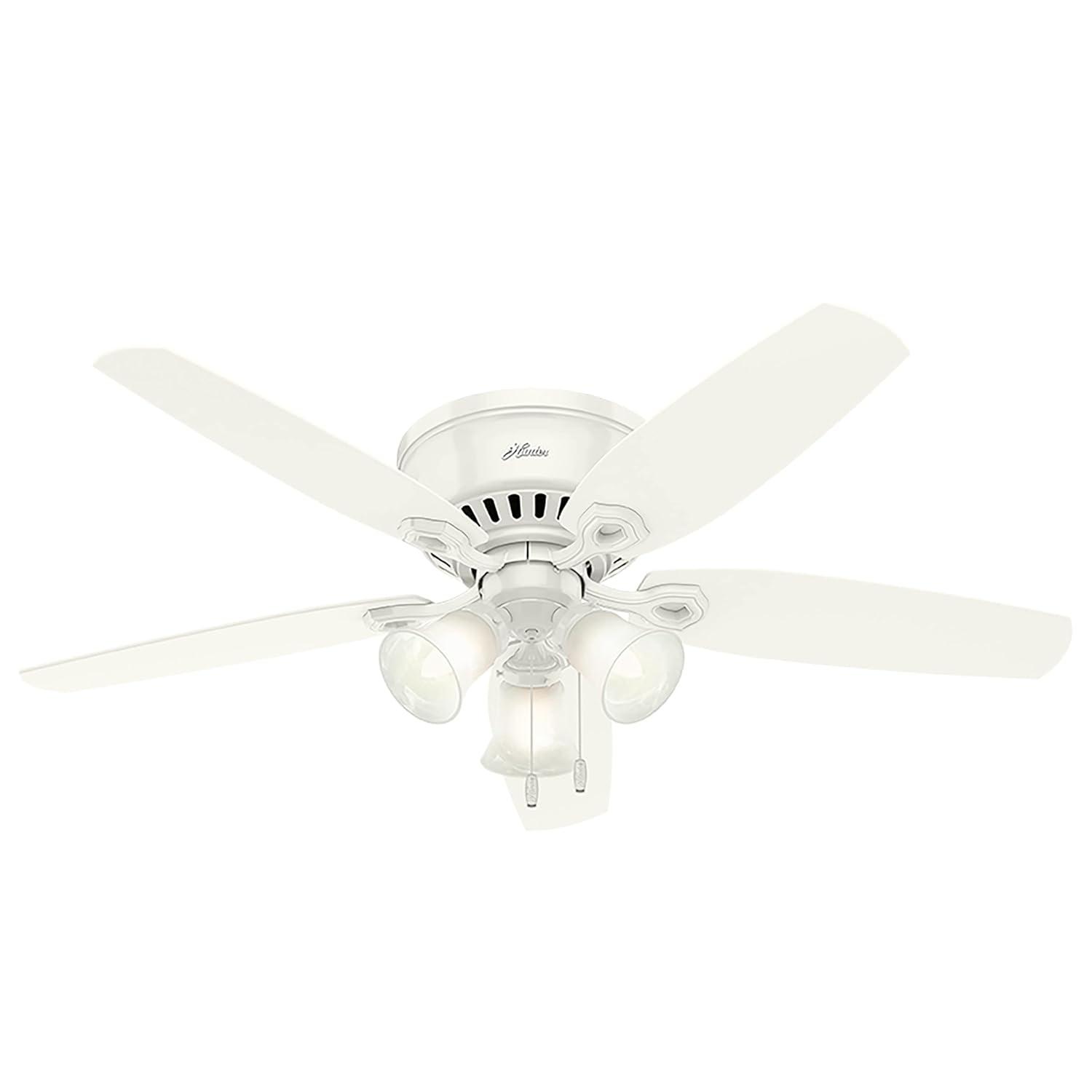 Hunter Fan Builder Low Profile 52" 5 - Blade Flush Mount Ceiling Fan with Lights and Pull Chains
