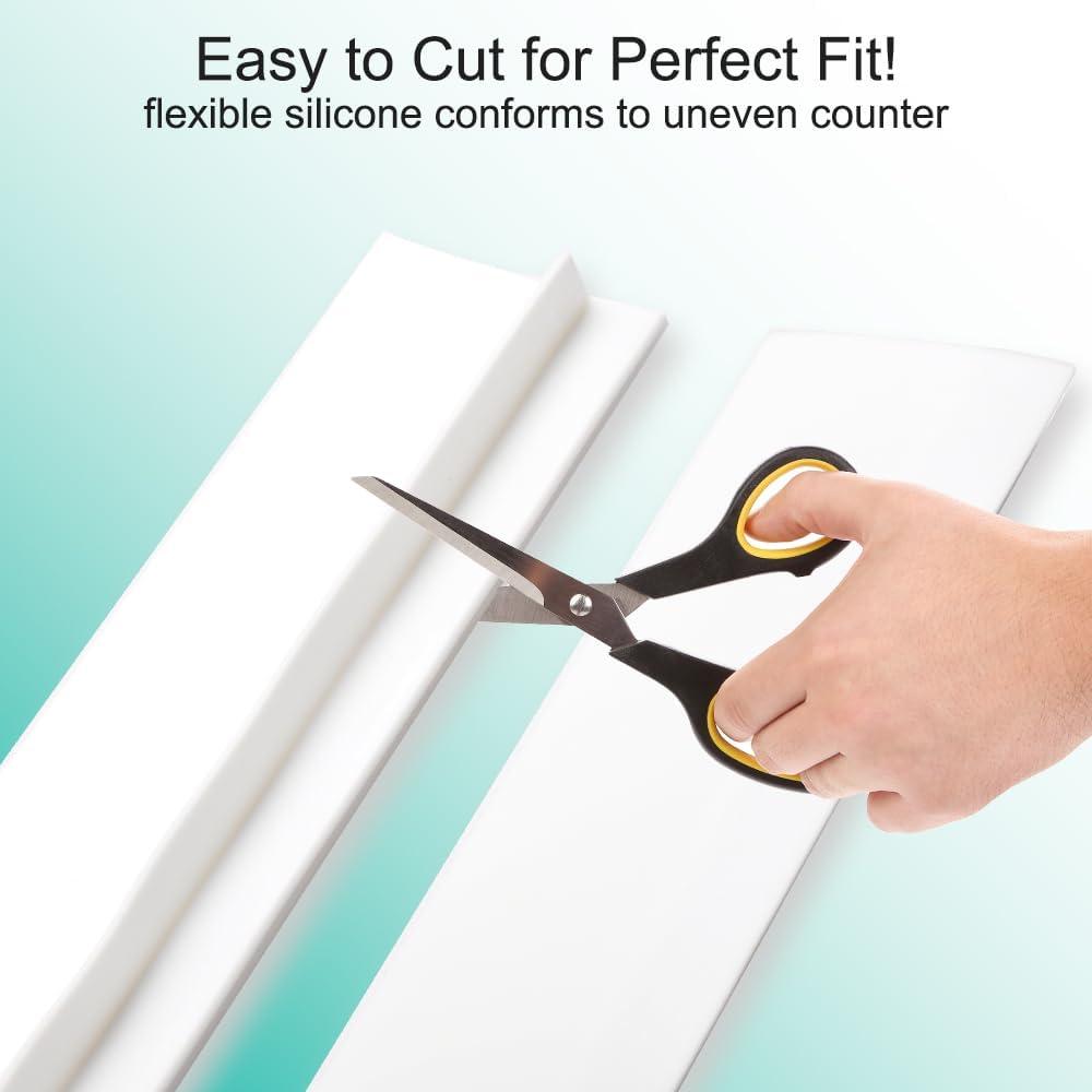 Stove Counter Gap Cover, Kitchen Silicone Oven Gap Filler – 25 Inches Countertop Strips Gap Guard, Easy to Clean (White)