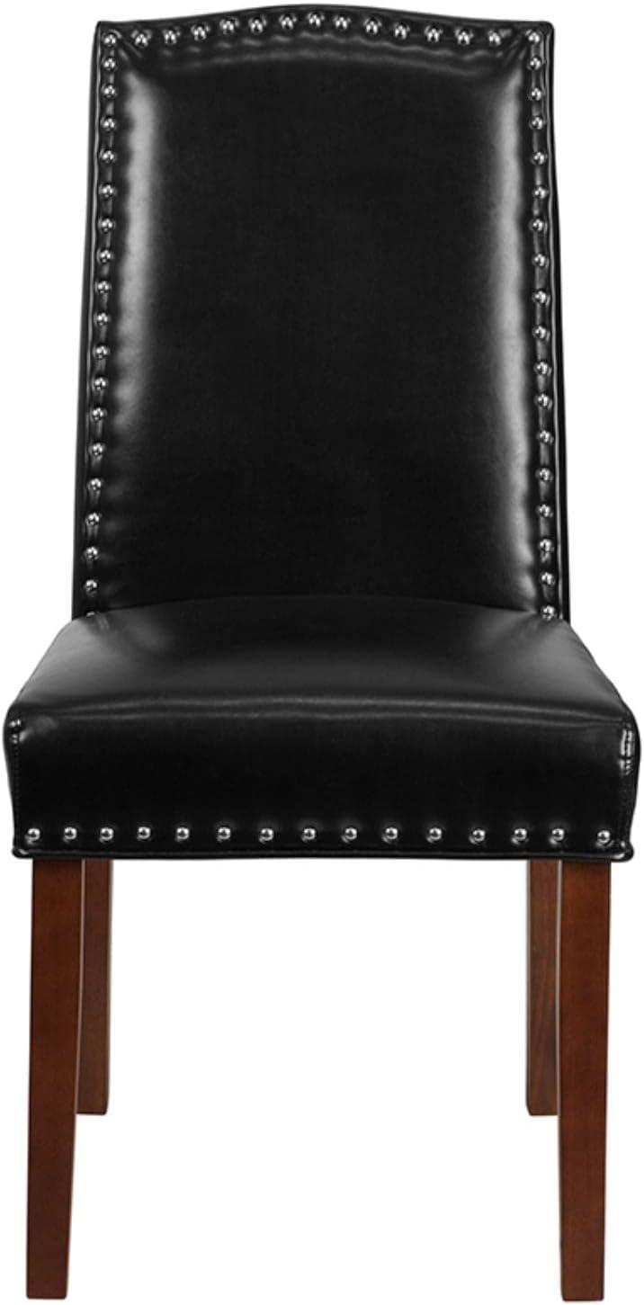 Black LeatherSoft Parsons Side Chair with Nailhead Trim