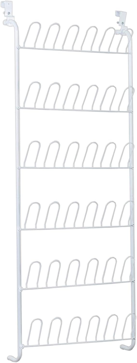 White Metal Over-the-Door 18-Pair Shoe Rack