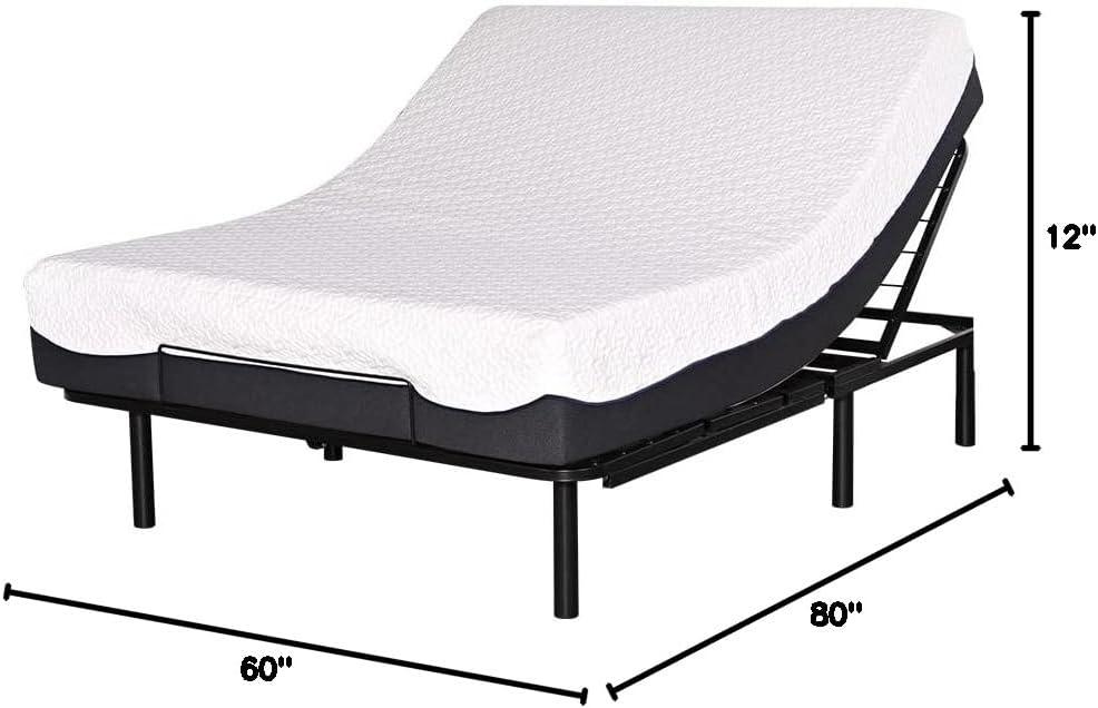 Bryt Basic Adjustable Bed Base, Queen Size Bed Frame with Motorized Head and Foot Incline and Wireless Remote