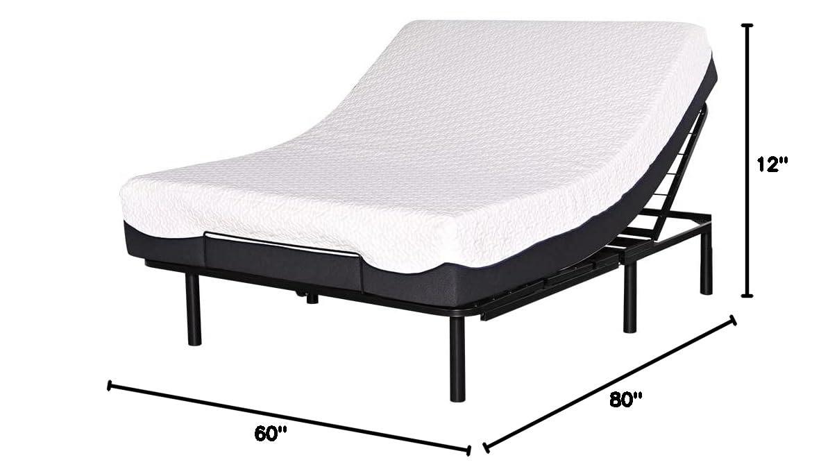 Bryt Basic Adjustable Bed Base, Queen Size Bed Frame with Motorized Head and Foot Incline and Wireless Remote