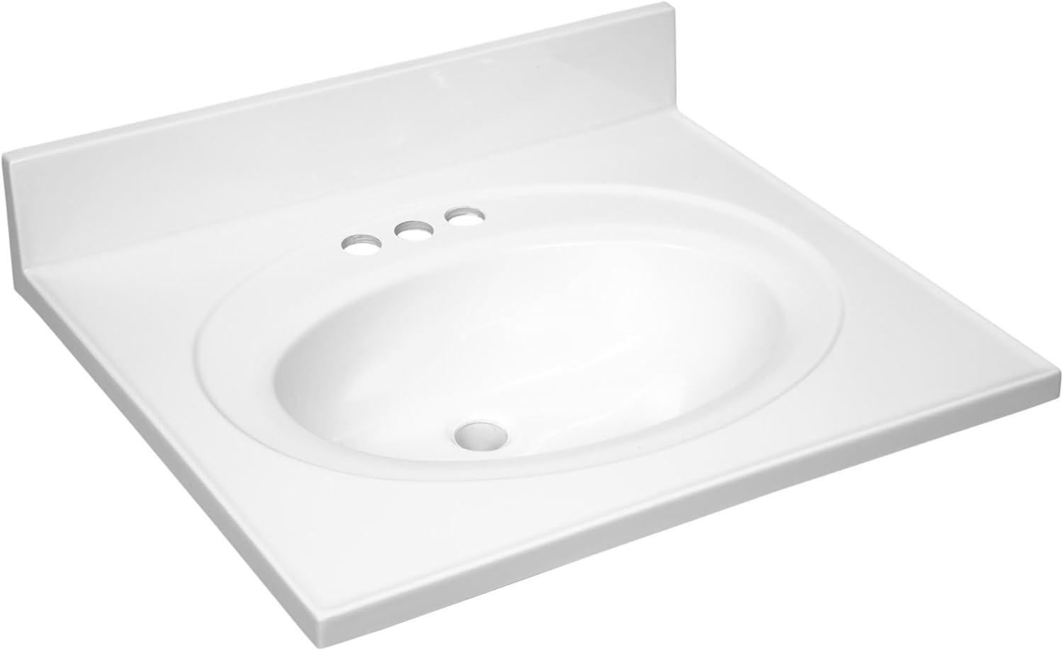 Design House  Vanity Top in Cultured Solid White Cultured Marble, 25-Inch by 22-Inch