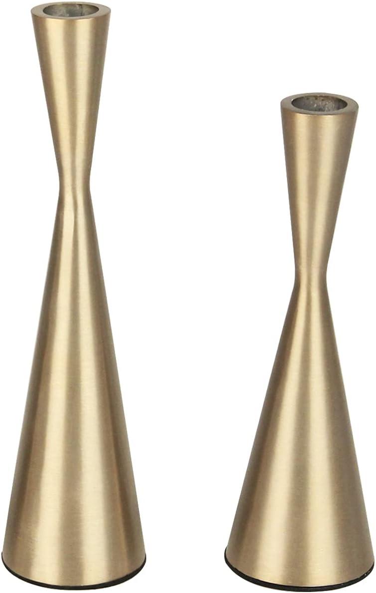 Elegant Brass Gold Taper Candlestick Holders Set of 2