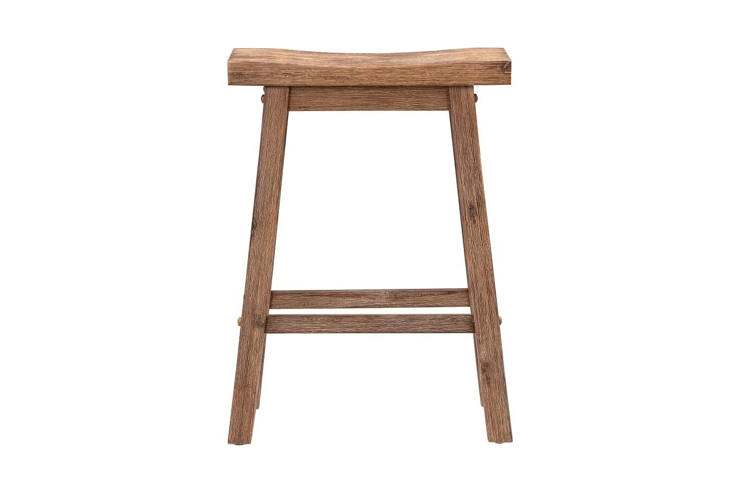 Boraam 24" Sonoma Saddle Counter Height Barstool Barnwood: Wood Frame, Fixed Seat, Farmhouse Style