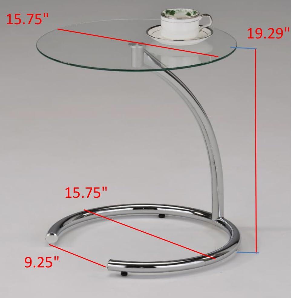 Chrome and Clear Glass Round Modern Accent Side Table