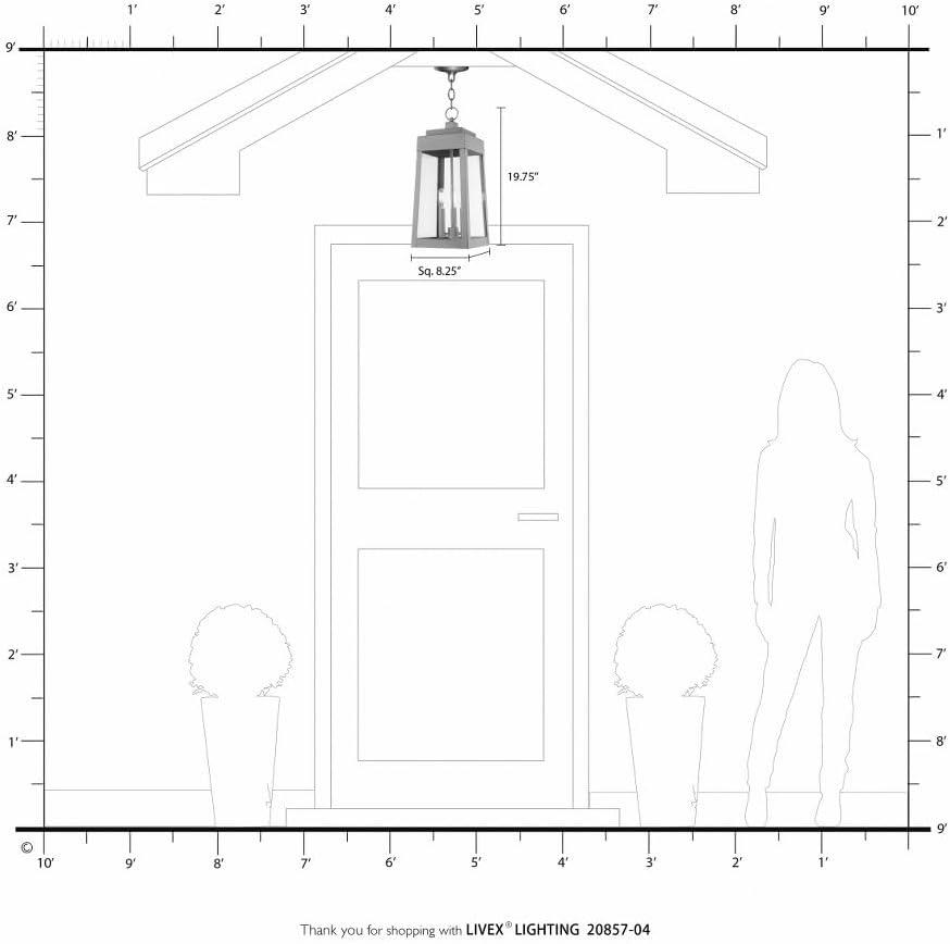 Bronze and Clear Glass 3-Light Outdoor Pendant Lantern
