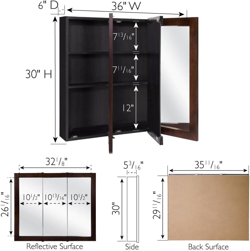 Ventura 36-Inch Wood Medicine Cabinet in Espresso