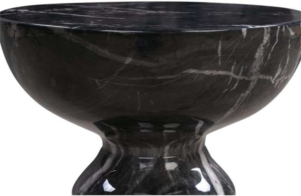 Rue 20" Black Marble Round Side Table