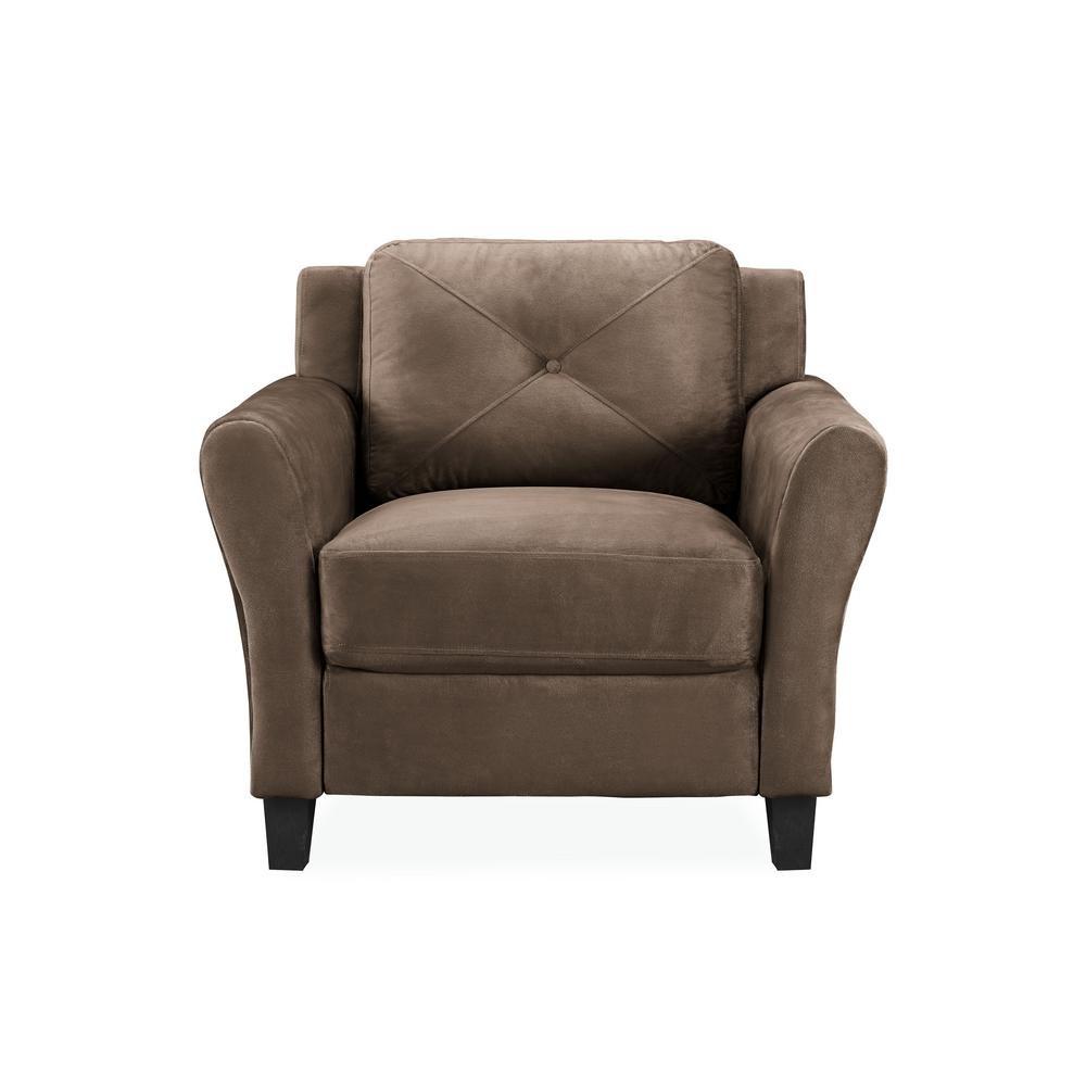 Harvard Brown Microfiber with Round Arm Chair