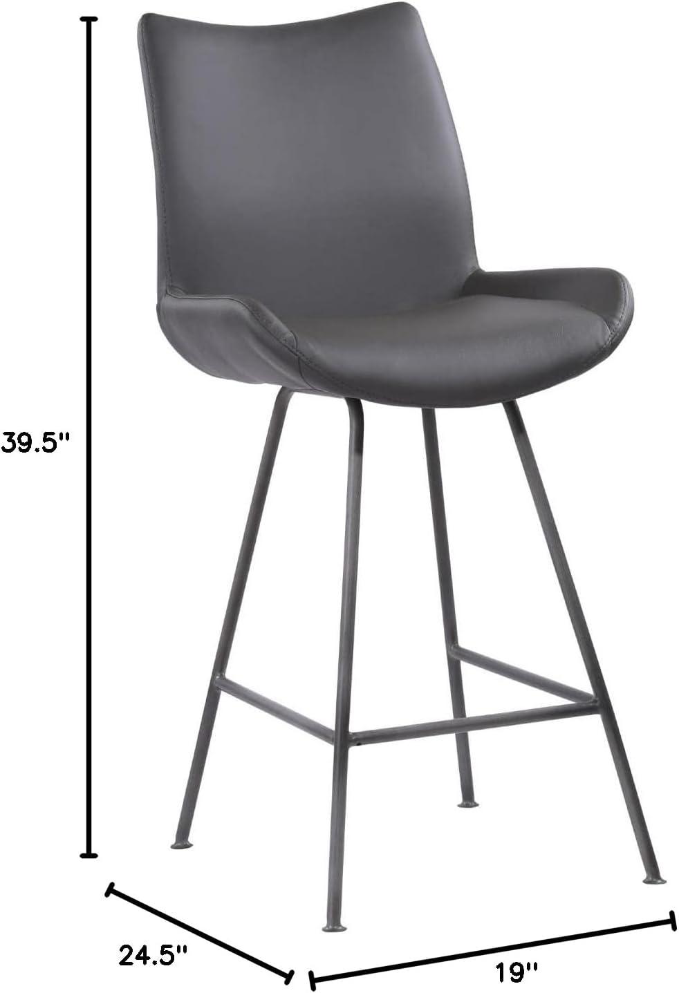 26" Armen Living Coronado Contemporary Counter Height Barstool Gray: Upholstered, Metal Frame, Footrest