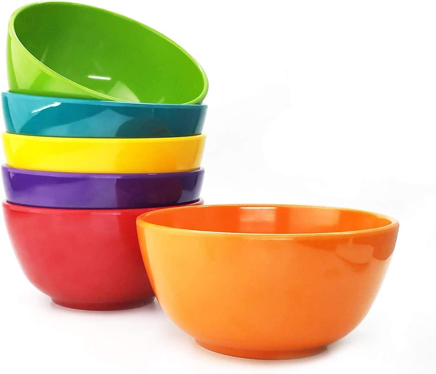 Set of 6 Multicolor Melamine 28oz Salad and Soup Bowls