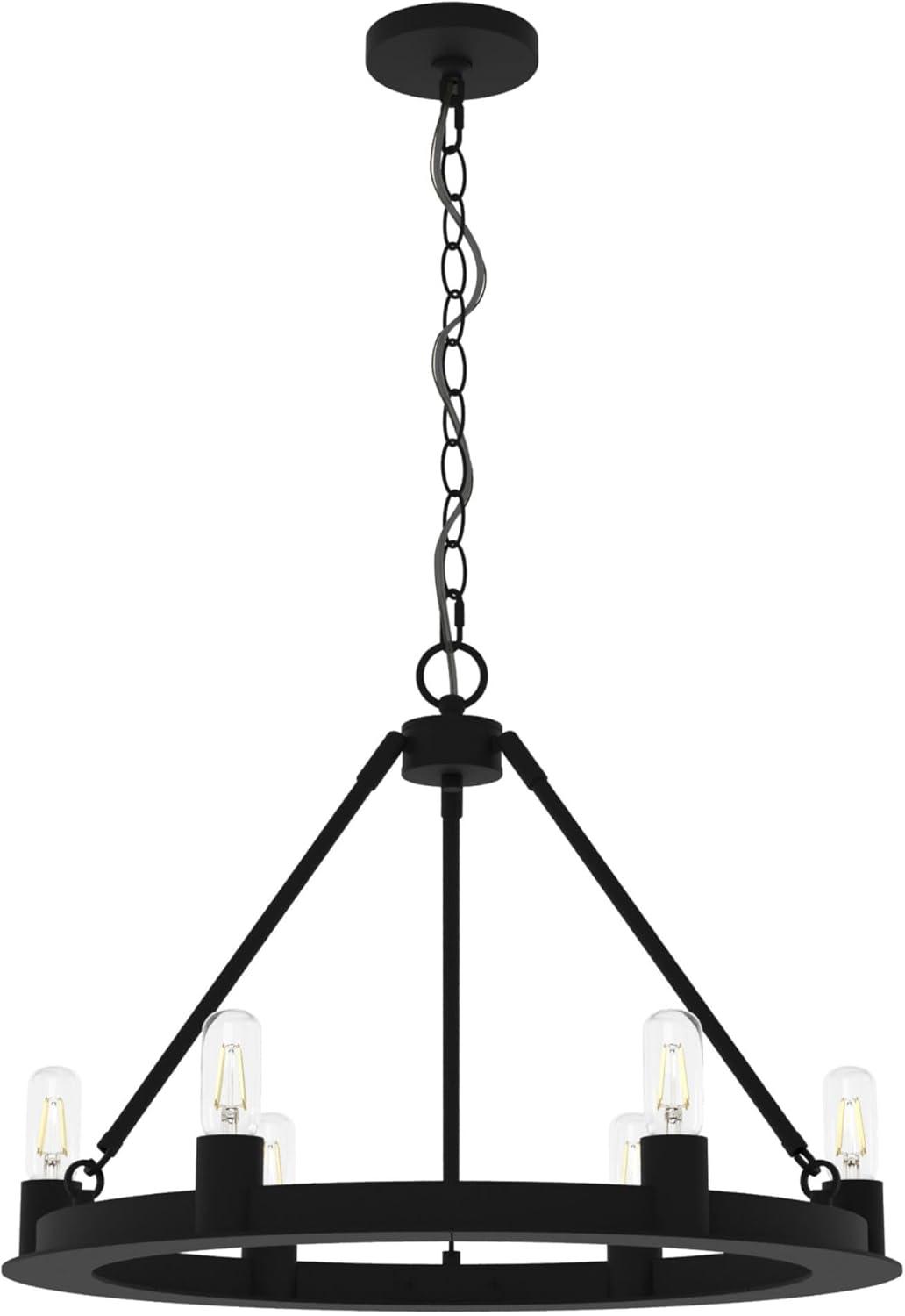 Black Iron Drum Chandelier with Adjustable Chain