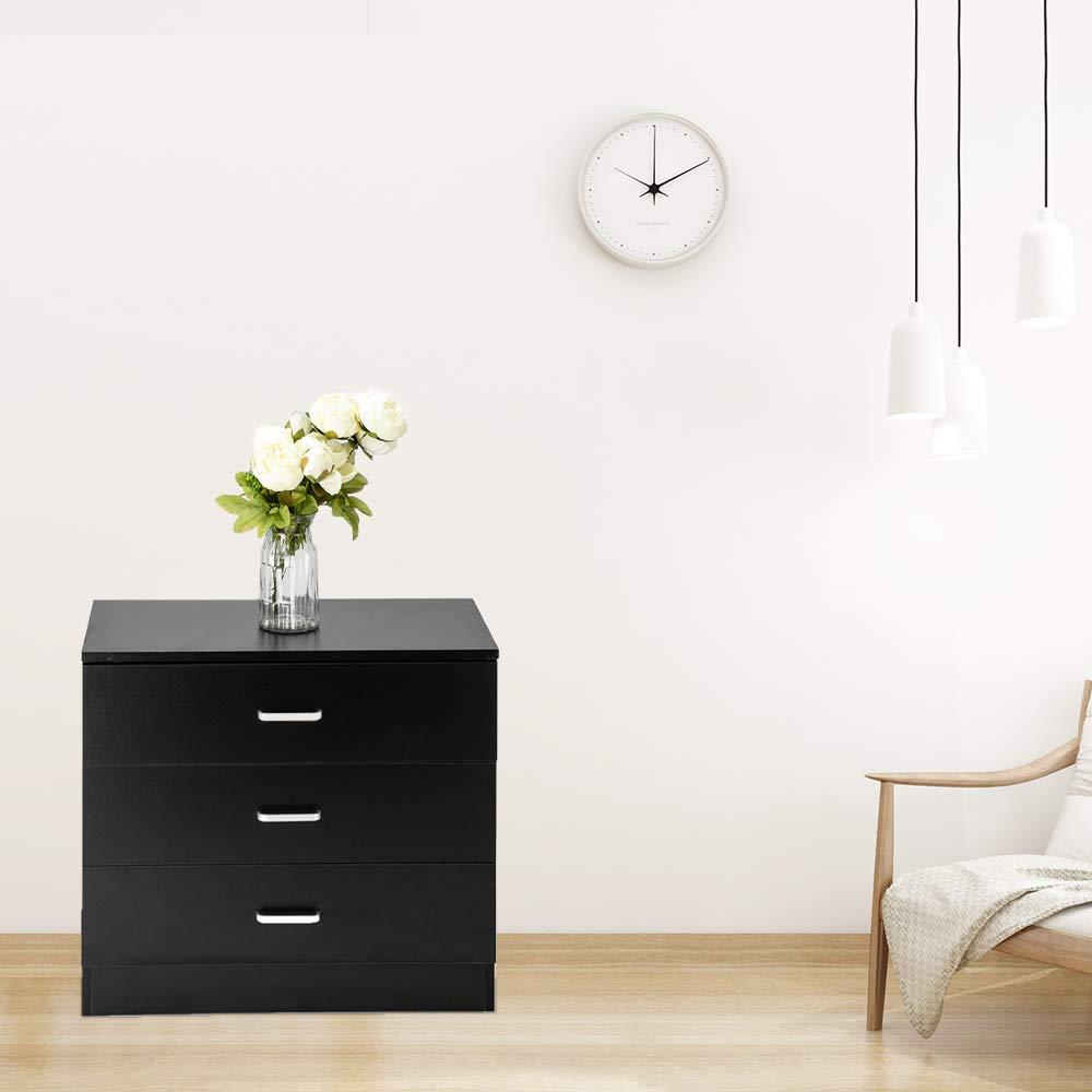 XIAOTAO 3-Drawer Dresser, Small Nightstand Modern Storage Chest of Drawer Wooden Side Table End Table for Bedroom, Living Room, Reception Room (White)