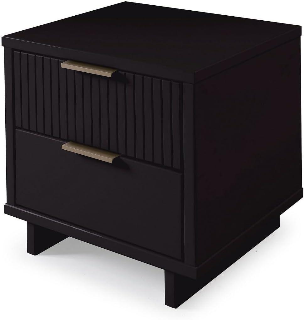 Granville Modern 2 Drawer Nightstand Light Gray - Manhattan Comfort: Soft Close, UV Finish, Metal Handles