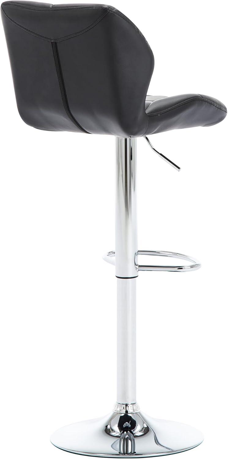 Adjustable Black Faux Leather Swivel Bar Stools, Set of 2