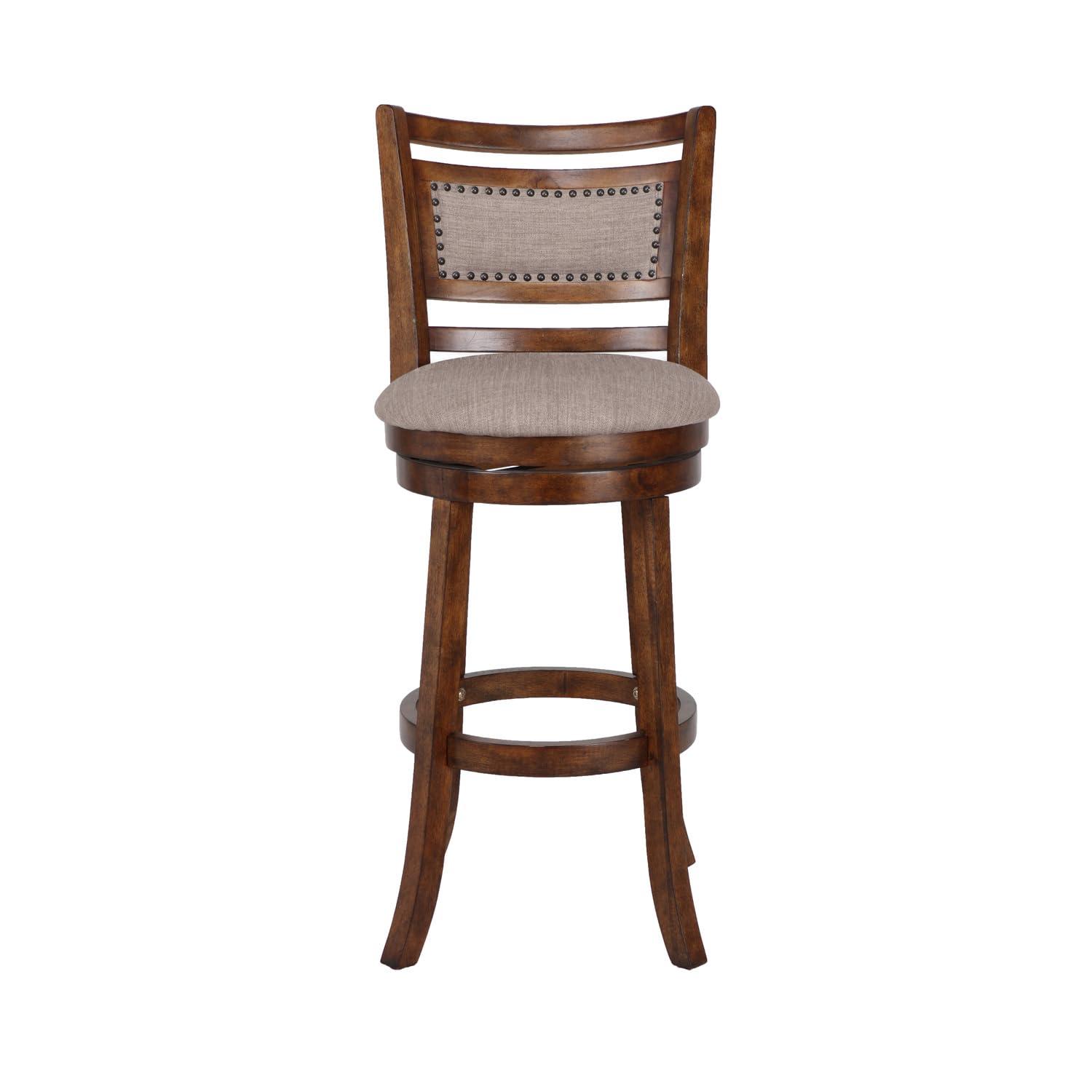New Classic Furniture, Aberdeen Brown Solid Wood Swivel Bar Stool (Set of 2), Brown