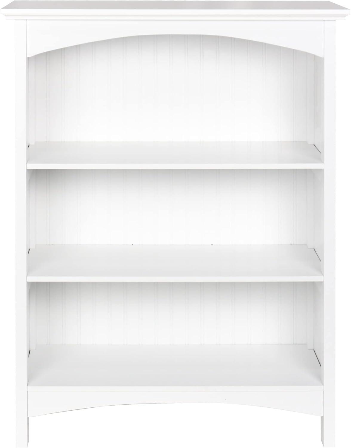 White MDF 3-Tier Bookcase with Arched Supports