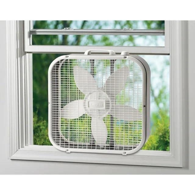 Lasko 20" Classic Box Fan with Weather-Resistant Motor, 3 Speeds, 22.5" H, White, B20200, New