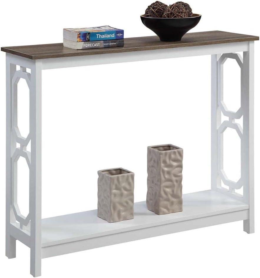 Convenience Concepts Omega Console Table with Shelf, Driftwood/White