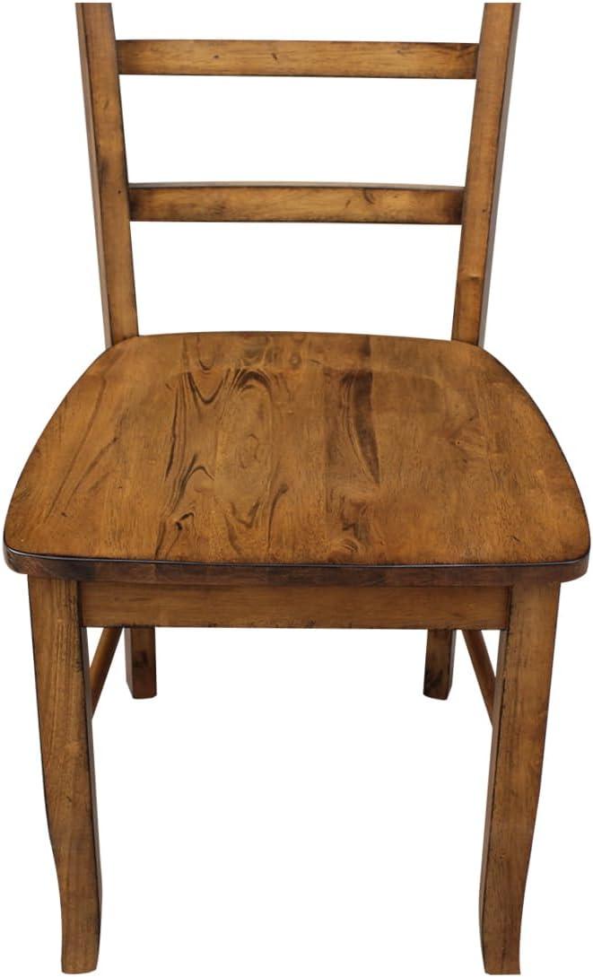 Set of 2 Madrid Ladderback Chairs Pecan - International Concepts: Solid Wood, Armless, Kitchen Seating