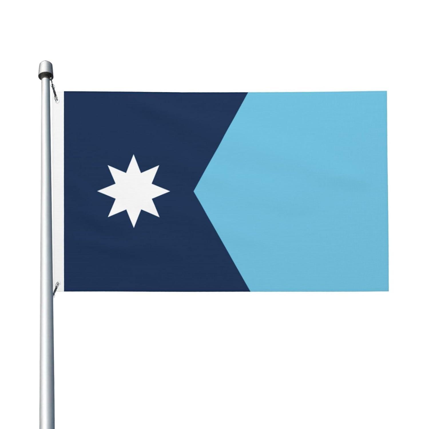 New Minnesota State Flag 3x5 Outdoor MN Flag 2 Rows Stitched Edge Canvas Header with 2 Brass Grommets