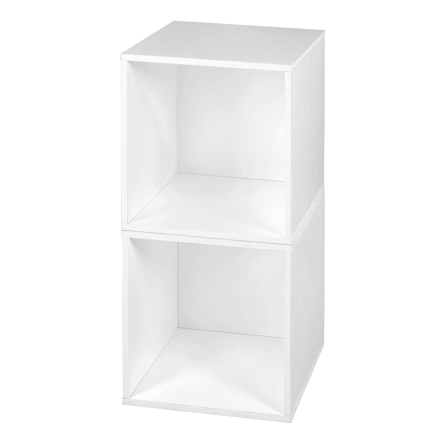 Cubo Storage Set with 6 Cubes, White Wood Grain