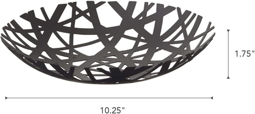 Black Steel Cut-Out Circular Fruit Bowl