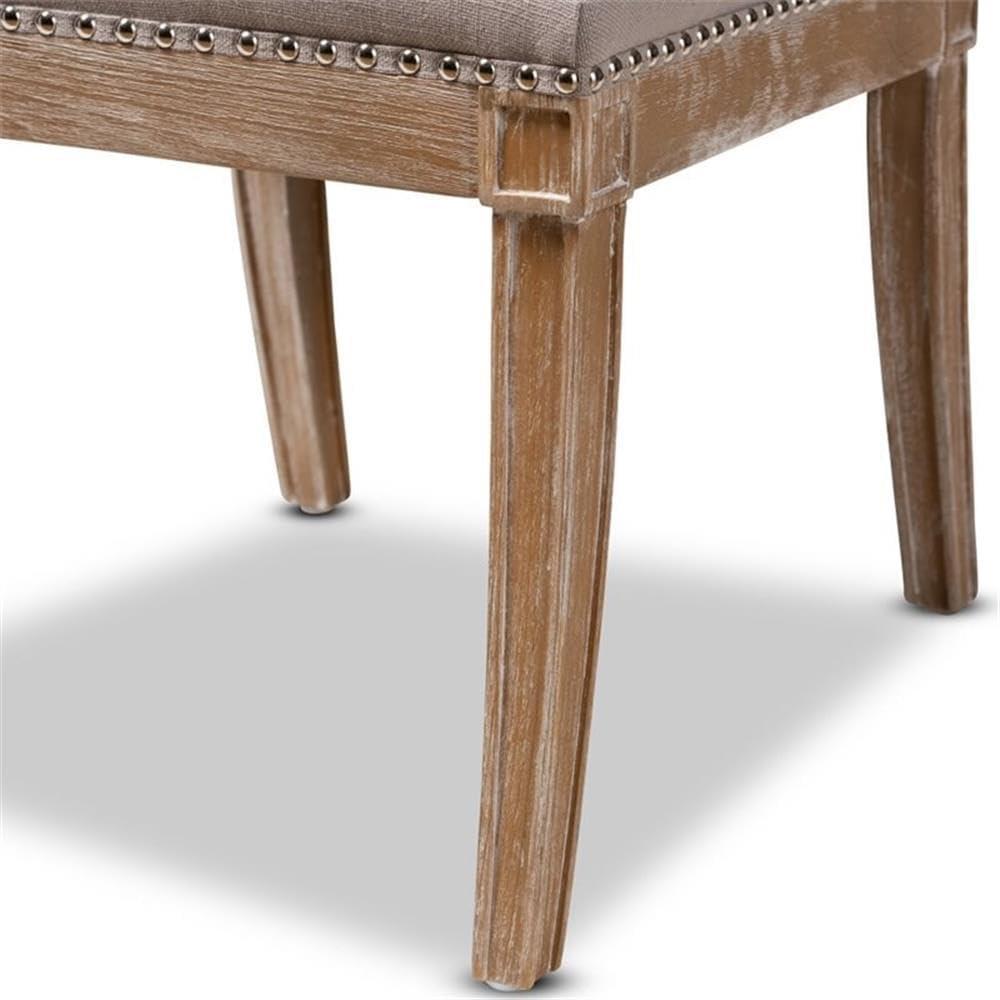 Charmant Wood Dining Chair Light Beige - Baxton Studio: French Provincial, Foam-Padded, Nailhead Trim