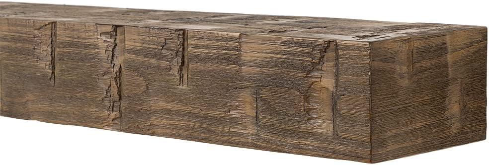 Mantel Directs Country Living Wood Fireplace Mantel Shelf - Bodie Rustic Hand Distressed Pine With Worn, Reclaimed Log Look; For Fireplaces, Hearths & Décor