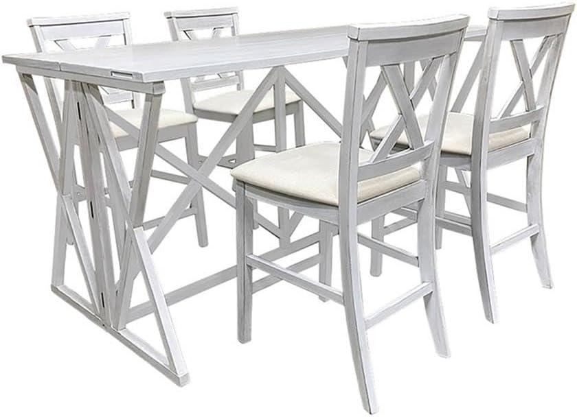 Antique White Wood Flip Top Counter Height Bar Table