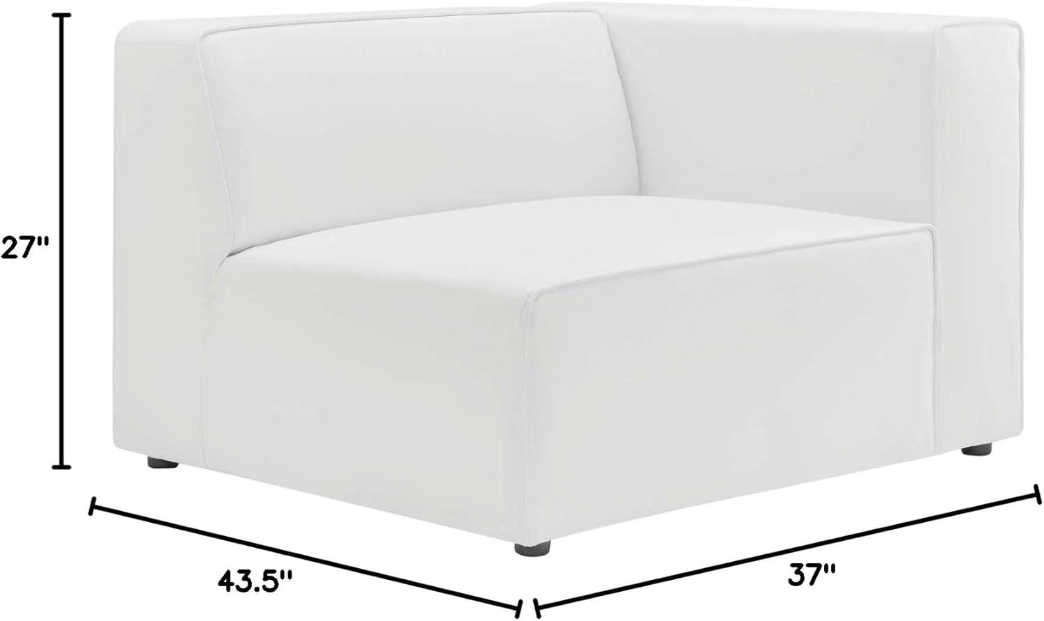 Modway Mingle Vegan Leather Right Armchair White: Modern Faux Leather, No Assembly, Wood Frame