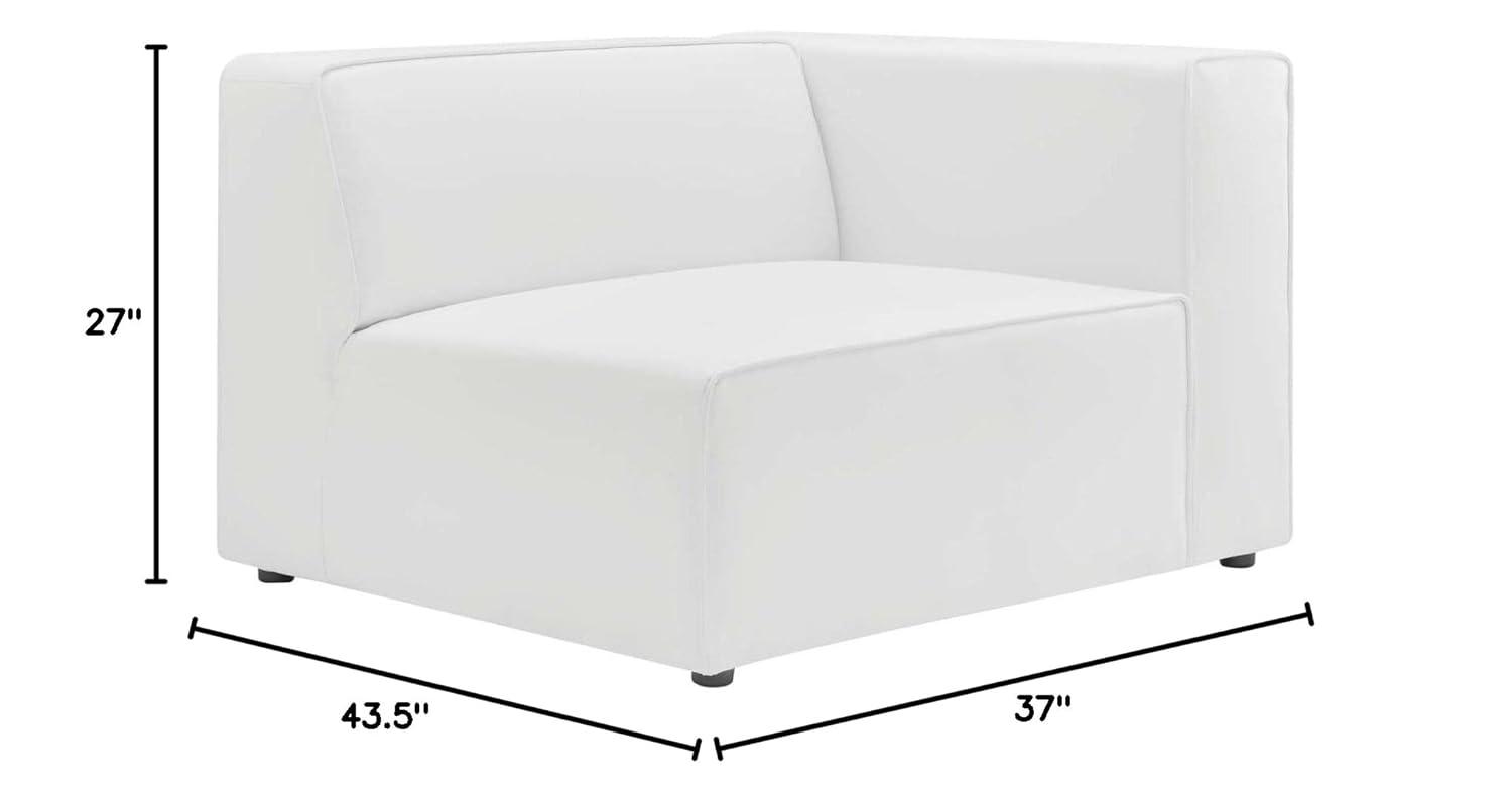 Modway Mingle Vegan Leather Right Armchair White: Modern Faux Leather, No Assembly, Wood Frame