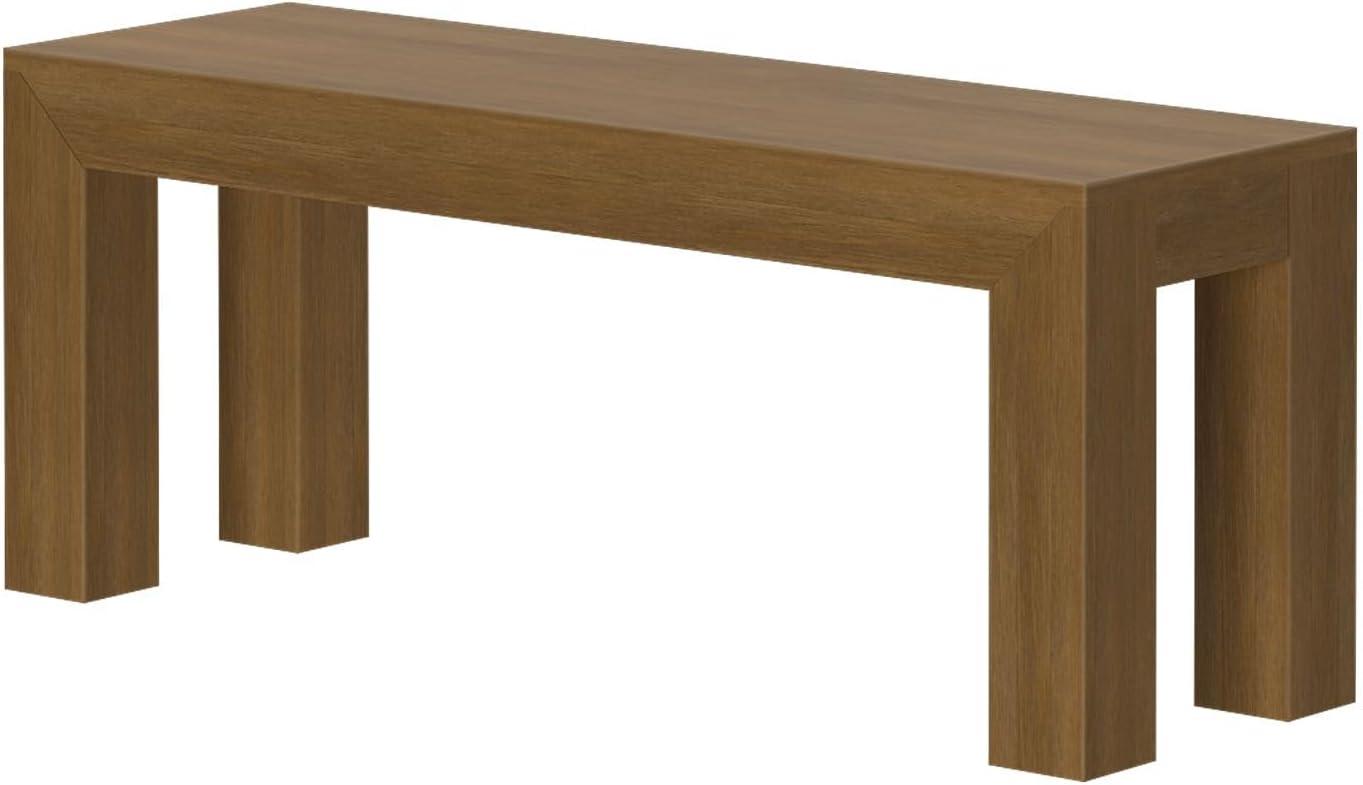 Plank+Beam Modern Dining Bench, Solid Wood Bench for Dining Table, 49", Pecan Wirebrush