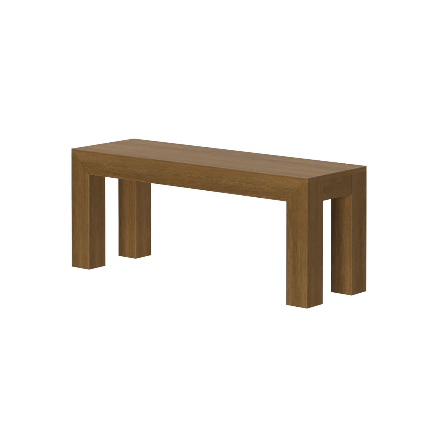 Plank+Beam Modern Dining Bench, Solid Wood Bench for Dining Table, 49", Pecan Wirebrush
