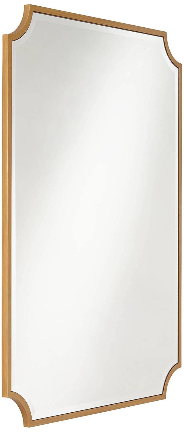 Noble Park Jacinda Rectangular Vanity Decorative Wall Mirror Modern Beveled Rounded Cut Edge Gold Frame 30" Wide for Bathroom Bedroom Living Room Home