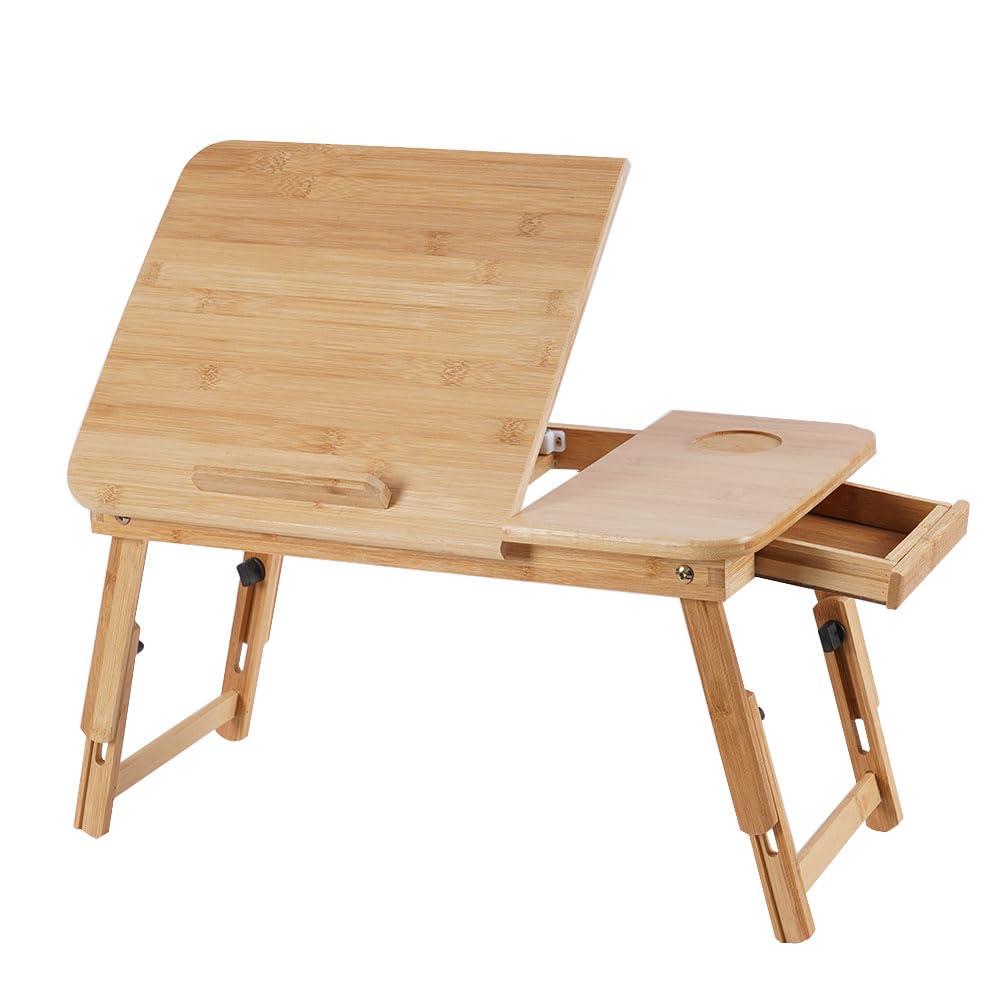 Bamboo Foldable Lap Desks for Laptop, Portable Bed Tray Table, Working,Snack Tray Breakfast Tray Bed Table Drawing Table