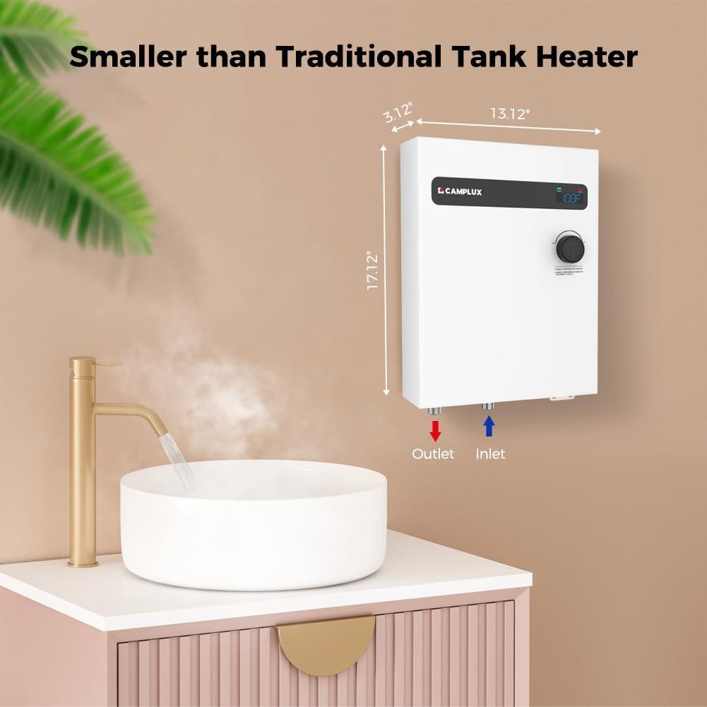 CAMPLUX 18KW 240V Electric Tankless Water Heater , Instant Hot Water Heater